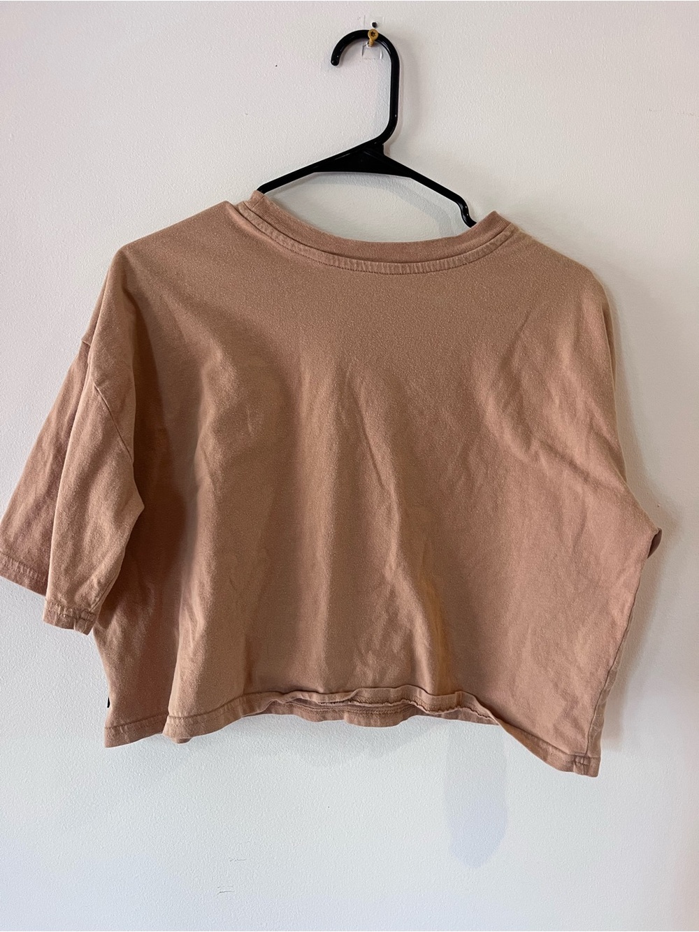 Cropped Brown Graphic Tee with Metallic Print - Picture 2 of 3